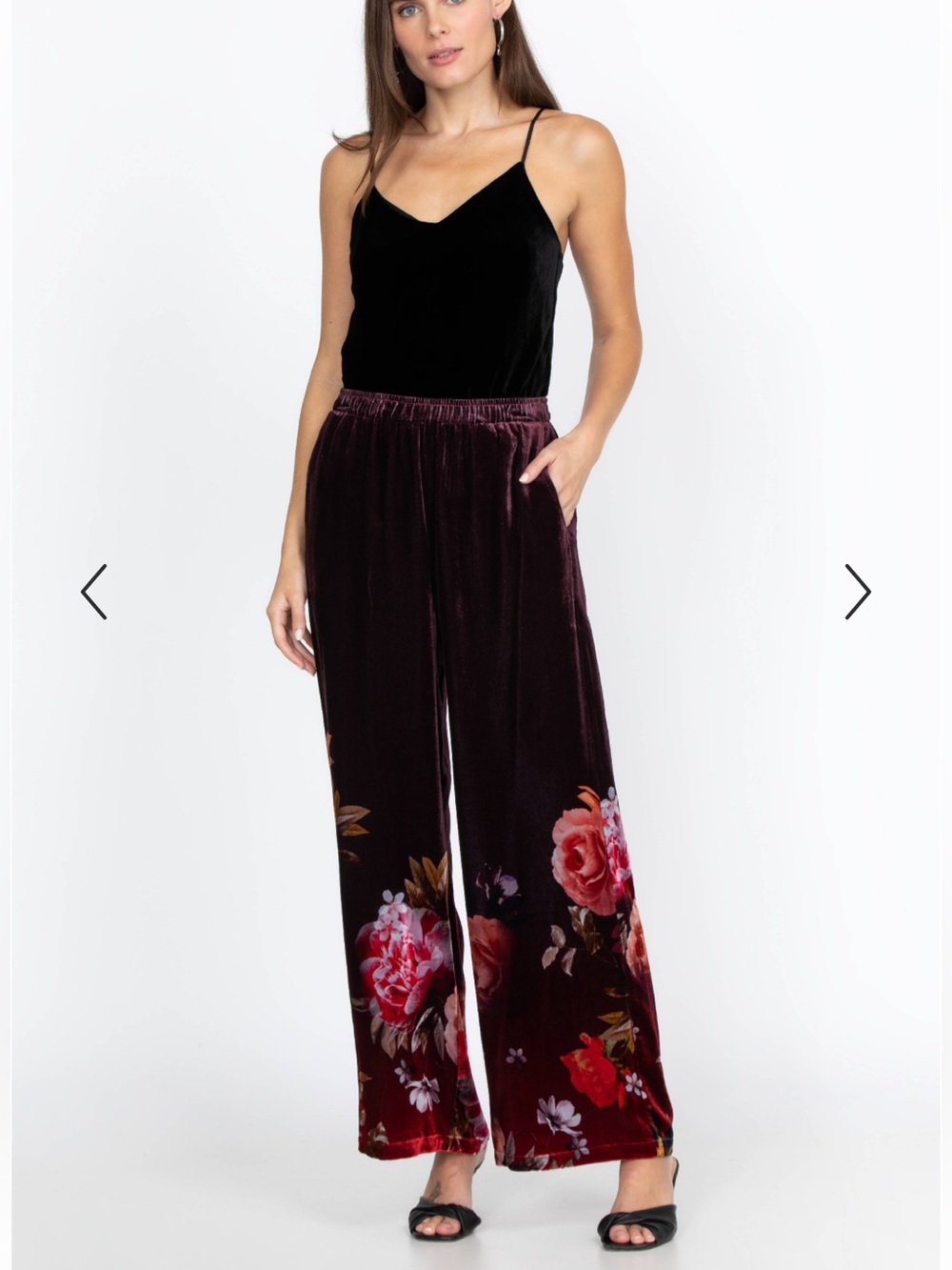 Johnny Was New Coralie Rose Floral Velvet Wide Leg Pant Women’s Size Small - Picture 7 of 9